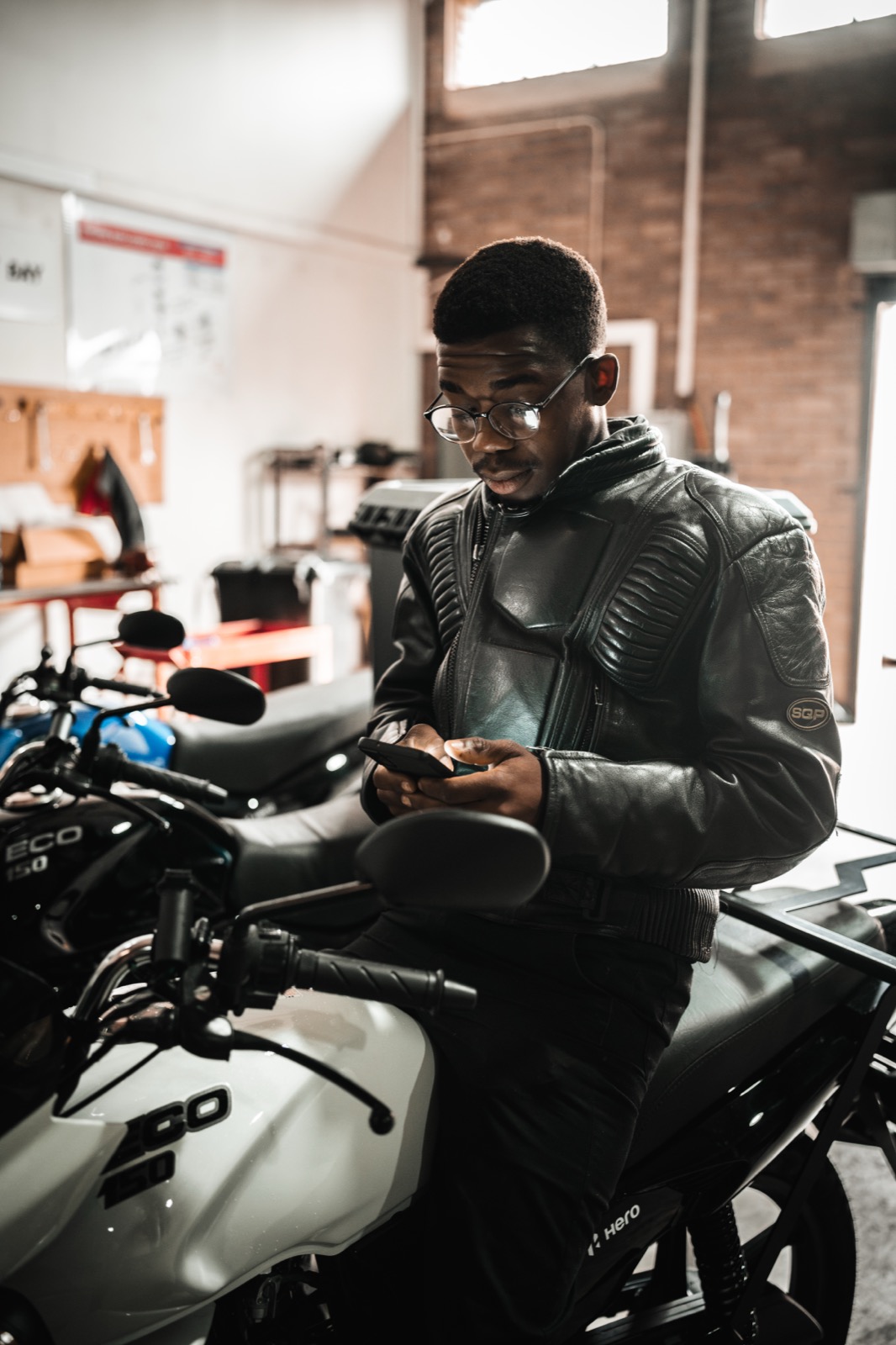 Hero motorcycle in the warehouse